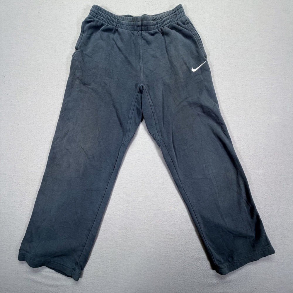 Nike Sweatpants Men Large Good Grey Fleece Joggers Swoosh Drawstring Relaxed Fit